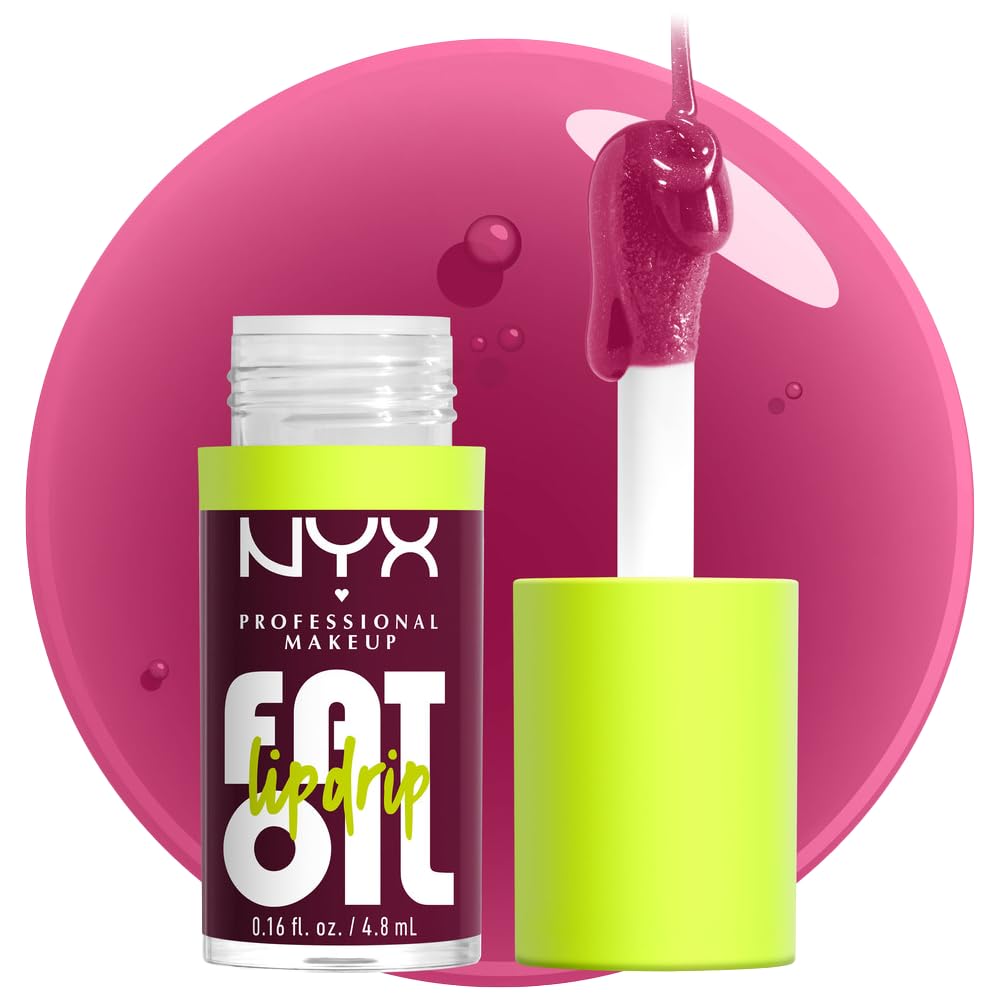 NYX PROFESSIONAL MAKEUP Fat Oil Lip Drip, Moisturizing, Shiny and Vegan Tinted Lip Gloss - That's Chic (Deep Berry)