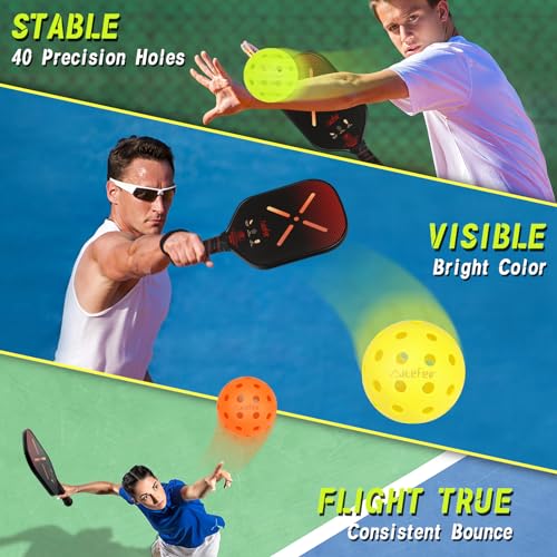 AiteFeir Pickleball Balls - 40 Hole Outdoor Pickleballs,4 Pack Premium Pickleballs,Sport Outdoor Play, High Bounce & Durable Pickle Balls Christmas Birthday Sports Gift