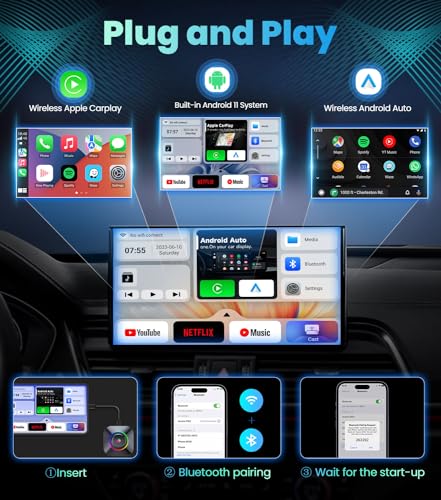 Wireless CarPlay Streaming Supports NetfIix/YouTube/Tiktok, Apple CarPlay/Android Auto Wireless Adapter Newest, Wireless CarPlay Adapter for Factory Wired CarPlay Cars Gifts