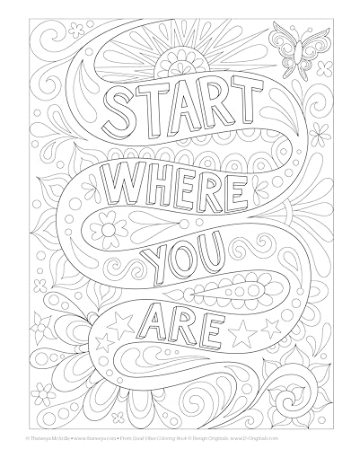 Good Vibes Coloring Book (Coloring is Fun) (Design Originals): 30 Beginner-Friendly & Relaxing Creative Art Activities; Positive Messages & Inspirational Quotes; Perforated Paper Resists Bleed Through