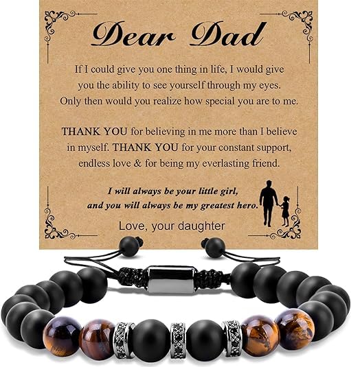 Inngeroo Fathers Day Dad Gifts from Daughter Son Bracelets for Men Mens Gifts Father's Day Birthday Gifts for Men Dad Mens Bracelet Natural Stone for Husband