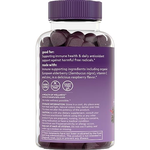 Organic Sambucus Elderberry Gummies with Zinc and Vitamin C (120 Count) - 3 in 1 Black Elderberry Gummies for Adults Immune Support, Chewable Elderberry Supplements, Immunity Gummies