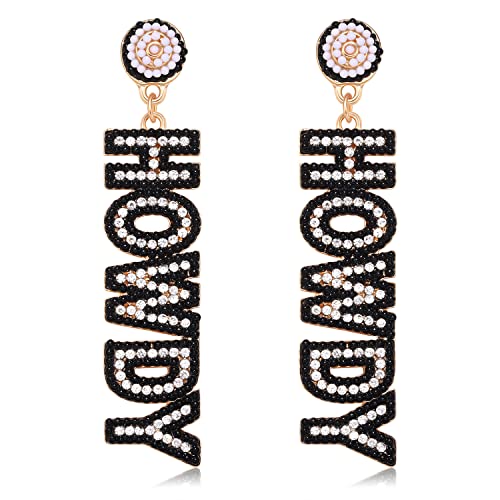 Western Earrings for Women Country Dangle Earrings Sparkle Rhinestone Beaded Howdy Letter Earrings Southern Western Nashville Rodeo Jewelry Accessories