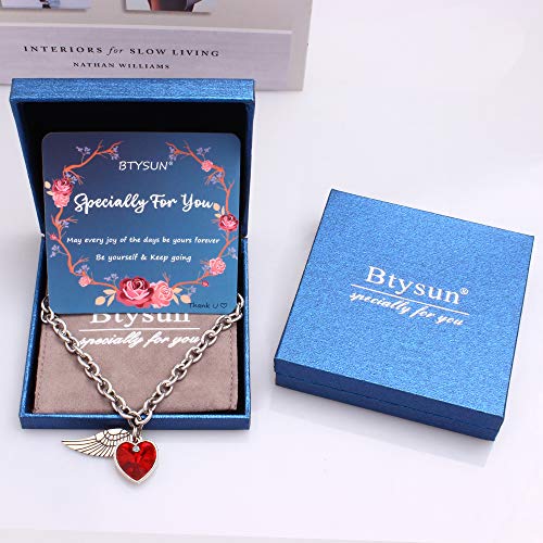 Btysun Crystal Heart Charm Bracelets for Women,Link Charm Bracelets Stainless Steel Link Bracelet Birthday Gifts for Women Teen