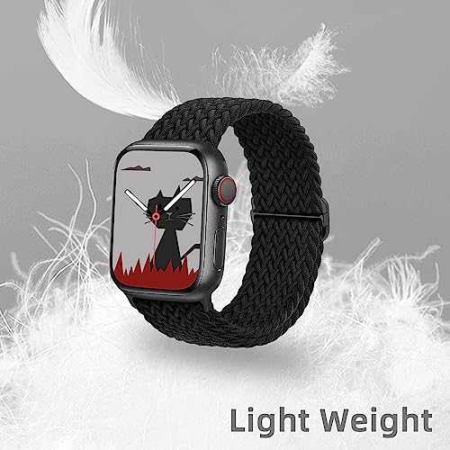 Yaber Stretchy Braided Solo Loop Compatible with Apple Watch Band 38mm 40mm 41mm 42mm 44mm 45mm 49mm for Women Men, Adjustable Straps Elastic Sport Wristbands for iWatch Series 9 8 7 6 5 4 3 2 1 Ultra