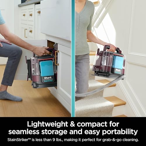 Shark StainStriker Portable Carpet and Upholstery Cleaner, Spot, Stain, & Odor Eliminator, 3 Attachments, Perfect for Pets, Carpet, Area Rugs, Couches, Upholstery, Cars & More, Burgundy, PX203BRN