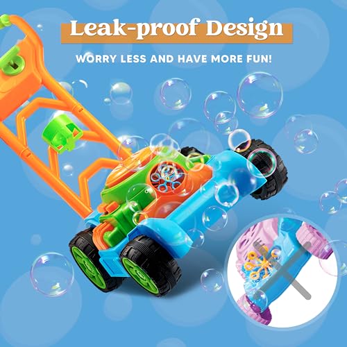 Sloosh Bubble Lawn Mower Toddler Toys - Kids Toys Bubble Machine Summer Outdoor Toys Games, Bubble Mower Push Toy Outside Toys for Toddlers Preschool Kid Boys Girls Birthday Gifts (Blue)