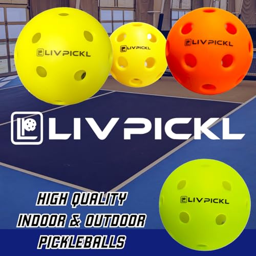 LIV PICKL Pickleballs | 40 Holes | Outdoor Court | Hard Court | High Visibility and Good Balance | Official Size & Weight - Durable - Consistent Bounce