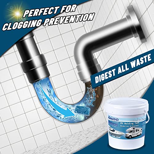 Eazy2hD 50 Packs RV Toilet Treatment Holding Tank Deodorizer for RV Black Tank Chemicals Breaking Down for Camper Portable Porta Potty (Blue)