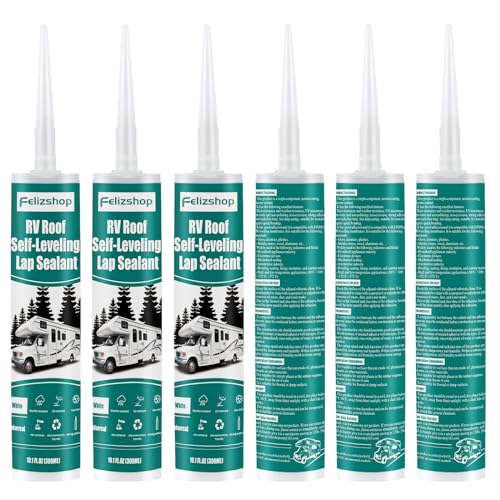 RV Roof Sealant,RV Silicone Sealant White, RV Self Leveling Lap Sealant, RV Caulking for Trailers, Motorhomes, Campers with Reliable and Long-Lasting Waterproof Sealing(4 Pack)