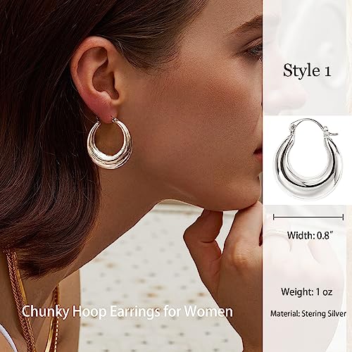 Tewiky Chunky Gold Teardrop Hoop Earrings for Women, Lightweight Hypoallergenic 14K Gold Plated Open Thick Drop Earrings Big Simple Half Fashion Jewelry for Women Teen