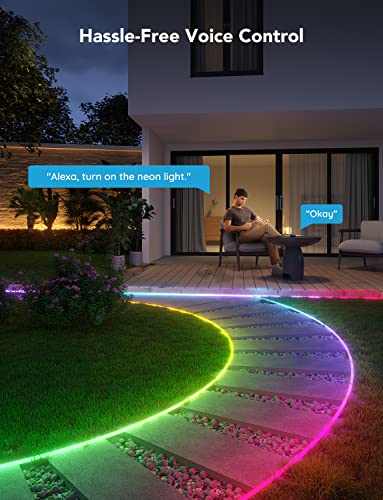 Govee Outdoor Neon Rope Lights, 32.8ft RGBIC IP67 Waterproof Halloween Decorations with 64 Scene Modes, Music Sync, Flexible LED Outdoor Lights, Halloween Lights Work with Alexa, Google Assistant