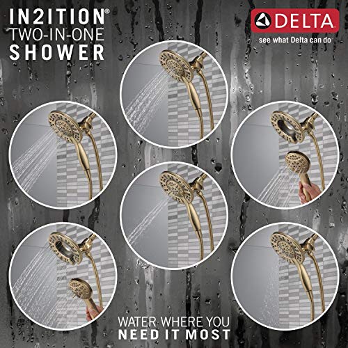 Delta 144840-CZ-I (Valve Included) Arvo 14 Series Single-Handle Tub Trim Kit Faucet with 4-Spray In2ition 2-in-1 Dual Hand Held Shower Head with Hose, Champagne Bronze