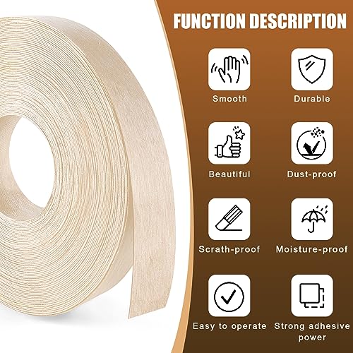 Birch Plywood Veneer Roll Wood Veneer Edge Banding,7/8 inch*25ft Edge Banding, Iron on with Hot Melt Adhesive, Flexible Wood Tape Sanded to Perfection. Easy Application Wood Edging