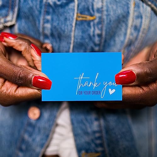 RXBC2011 Thank you for your order card Thank you cards Package Insert for online business Pack of 100 Blue