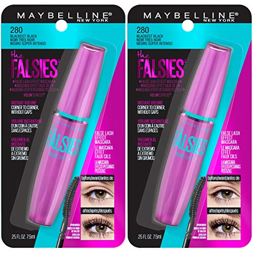 Maybelline Volum' Express Falsies Volumizing, Washable Mascara, Blackest Black, 2 Count