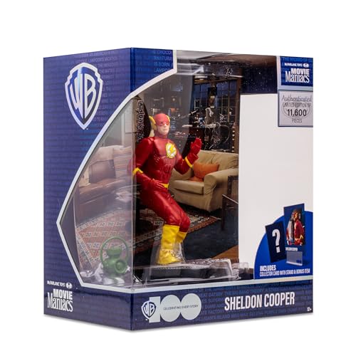 McFarlane Toys - WB 100: Sheldon Cooper (The Big Bang Theory) Movie Maniacs, 6in Posed Figure