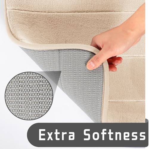 Yimobra Memory Foam Bath Mat Set, 2 Piece Soft Bathroom Rugs, 31.5x19.8 and 24x20.4 U-Shaped Bathroom Rugs, Toilet Mat, Water Absorption, Non Slip, Thick, Dry Fast for Bathroom Floor Mat, Peacock Blue