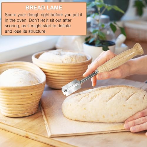Unihopper Bread Proofing Basket Set of 2,9 Inch Round Sourdough Bread Baskets Bowls with Bread Lame Bread Making Tools Supplies for Sour dough Baking Fermentation