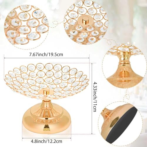 kehail 2 Pack Crystal Gold Metal Hollow Candy Tray, Countertop Storage Box, Snack Tray, for Centerpieces, Wedding Holiday Decorations, 7.7" L×4.4" W