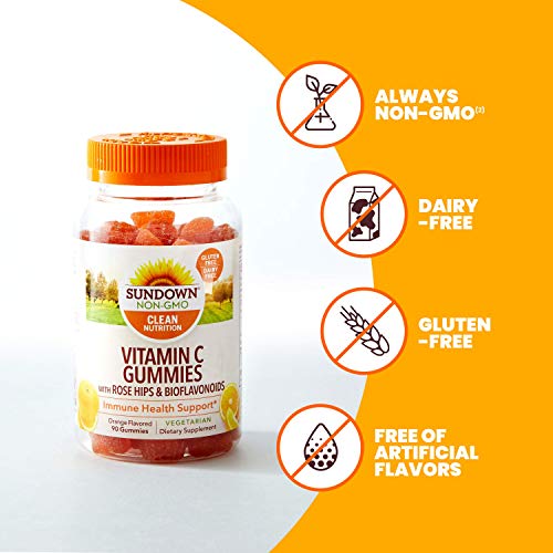 Nature's Bounty Sundown Vitamin C Gummies With Rosehips And Citrus Bioflavonoids, Orange Flavored, 90 Count