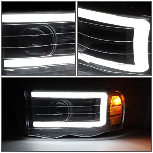 Auto Dynasty LED DRL Headlight Compatible with 2002 2003 2004 2005 Dodge Ram 1500 2500 3500 Sequential Turn Signal Black Clear Corner Projector Headlights