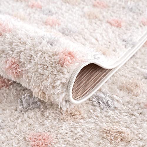 Hauteloom Cansu Living Room, Bedroom Area Rug - Contemporary - Plush Pile - Beige, Light Blue, Light Pink - 18" x 18" Sample