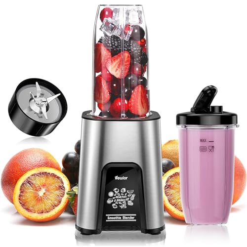 VEWIOR 900W Blender for Shakes and Smoothies, Smoothie Blender with 6 Fins Blender Blade, Personal Blender for Kitchen, Smoothie Juice Mixer Include 2 * 22 oz To-Go Portable Cups