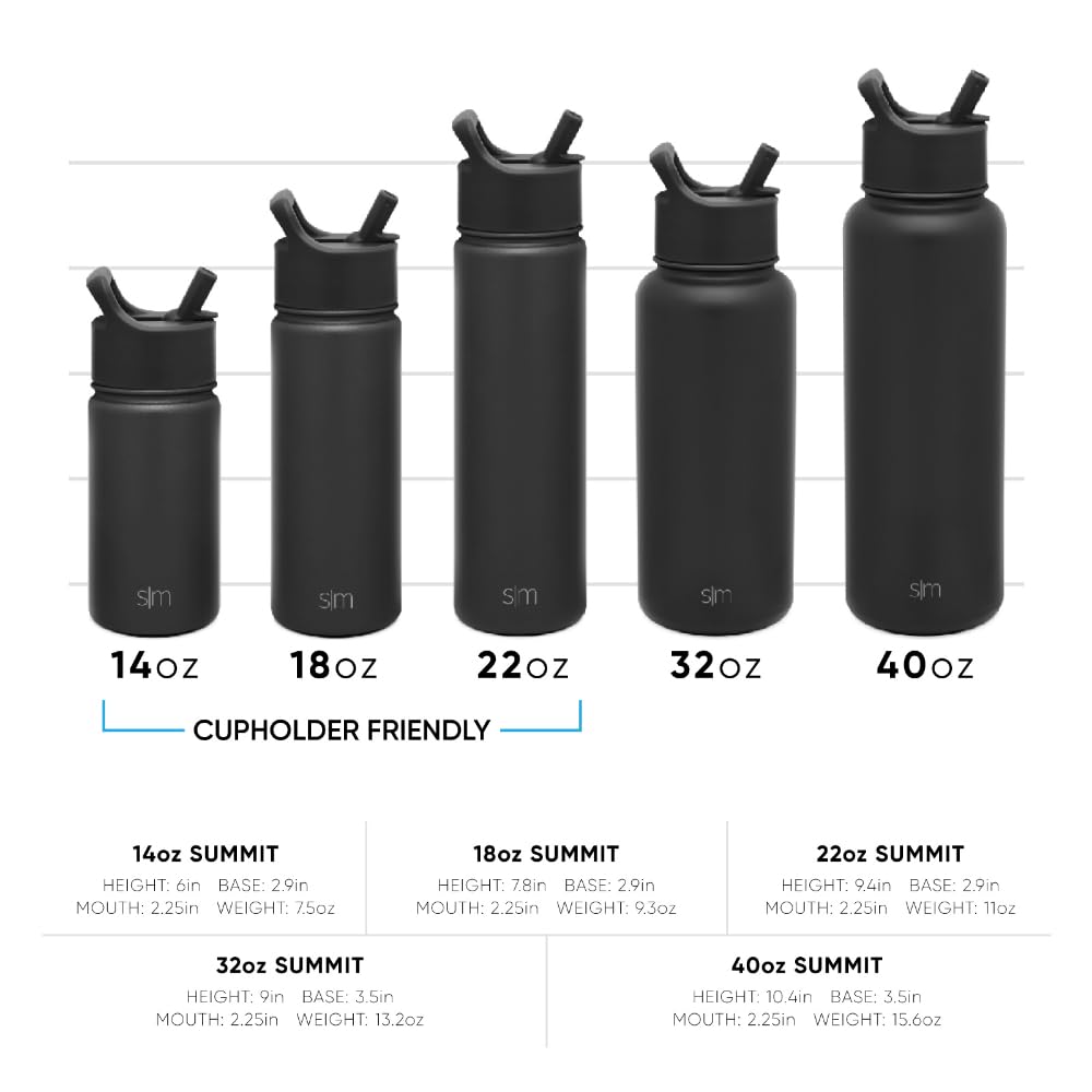 Simple Modern Water Bottle with Straw Lid Vacuum Insulated Stainless Steel Metal Thermos | Reusable Leak Proof BPA-Free Flask for Gym, Travel, Sports | Summit Collection | 22oz, Almond Birch