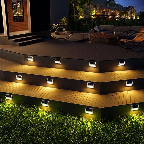 JSOT Solar Step Stair Lights Outdoor Yard Decor 8 Pack, 9LED Deck Lighting for Outside Solar Powered - IP55 Waterproof, Solar Garden Light Decor for Fence, Backyard, Front Porch Step, Wall, Patio