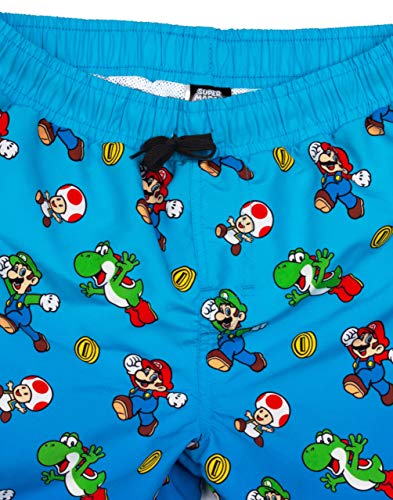 Super Mario Swim Shorts Boys Luigi Kids Gamer Swimming Trunks Pants (3-4 Years) Blue