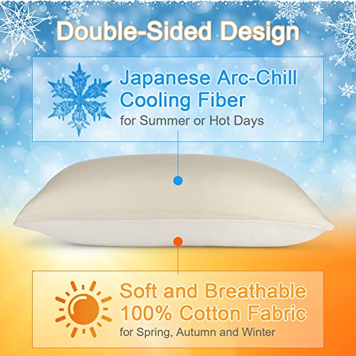 Elegear Cooling Pillow Cases for Hot Sleepers, Japanese Q-Max 0.45 Cooling Pillowcases, Both Sides[Cooling/Cotton], Breathable Soft Pillowcase for Hair and Skin, Set of 2-Beige (Standard (20" x 26"))