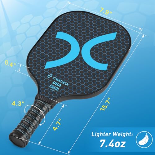 OMDEX V5 Pickleball Paddle, Carbon Fiber Pickleball Paddle (CFS) USAPA Approved, Lightweight Pickle Ball Paddle High Grit & Spin, Pickleball Racket Ideal for Novice and Professional Players