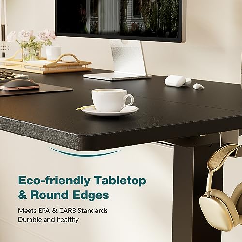 SMUG Standing Desk, Adjustable Height Electric Sit Stand Up Down Computer Table, 40x24 Inch Ergonomic Rising Desks for Work Office Home, Modern Lift Motorized Desktop Workstation, Black