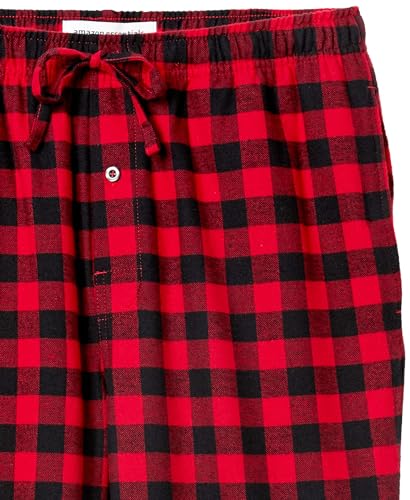 Amazon Essentials Men's Flannel Pajama Pant (Available in Big & Tall), Black Red Buffalo Plaid, Medium