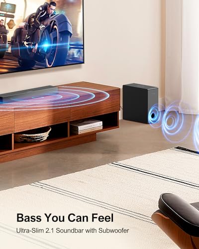 ULTIMEA Sound Bars for TV with Subwoofer, 2.1 Deep Bass Soundbar for PC Game, Home Audio Sound Bars for Smart TV Bluetooth 5.3 TV Sound Bar Speakers Work with HDMI ARC/Opt/AUX, Nova S40, 2024 Updated