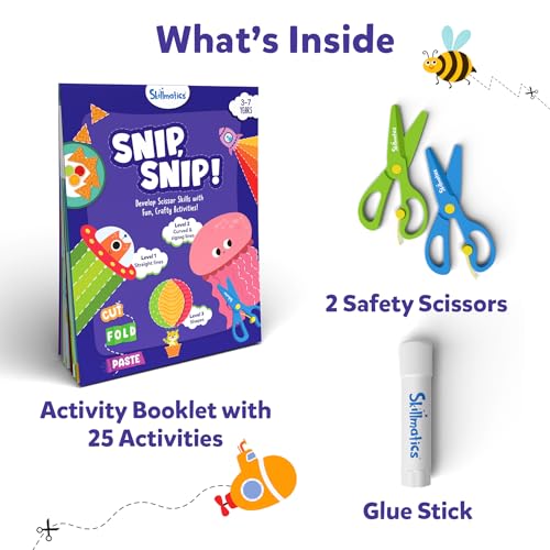 Skillmatics Art & Craft Kit - Snip, Snip Animals, Practice Scissor Skills with Activity Book, Fun & Creative, Gifts for Toddlers, Girls & Boys Ages 3, 4, 5, 6, 7