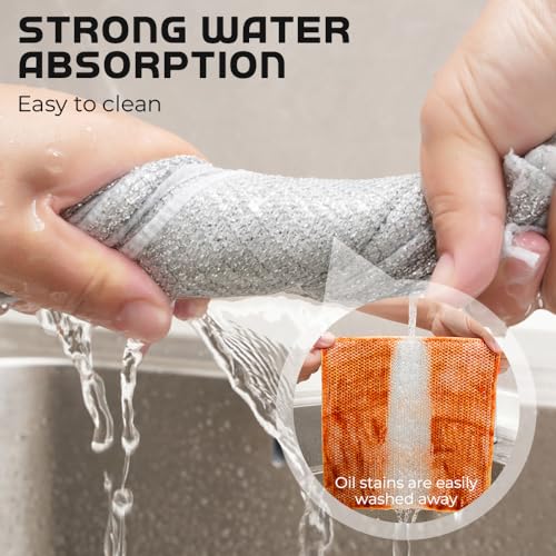 Multipurpose Wire Dishwashing Rags for Wet and Dry, 2023 New Multifunctional Non Scratch Metal Wire Dishcloth, Reusable Premium Metal Scrubbing Pads Sponge Clean for Home Kitchen Cooktop (5PCS)