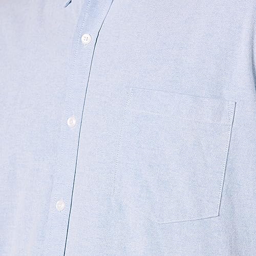 Amazon Essentials Men's Regular-Fit Short-Sleeve Pocket Oxford Shirt, Blue, X-Small