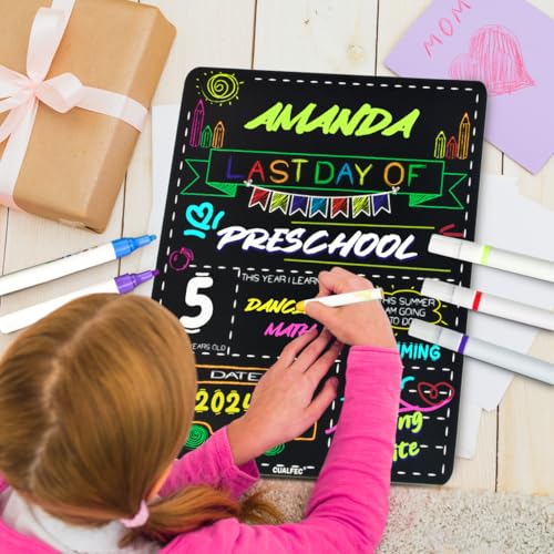 Personalized First Day and Last Day of School Sign 13" x 16" Large Chalkboard Style Photo Prop Back to School Supplies - 2 Pcs