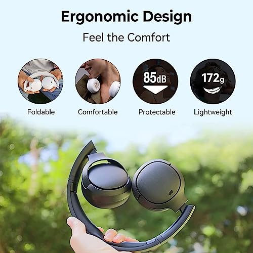 Edifier WH500 Wireless On-Ear Headphones with Foldable Lightweight Design and Solid Bass, Bluetooth Headset with Microphone, 40H Music Playtime and Custom EQ via App for Home Office Travel (Black)