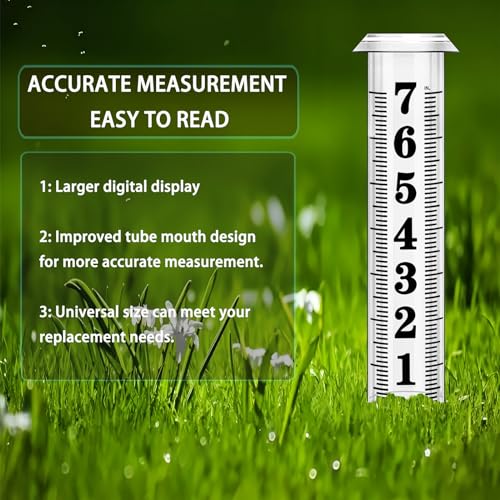 Rain Gauge Replacement Tube,7" Capacity Accurate Rain Gauge Tube for Yard,Upgraded Rain Gauge Outdoor Freeze Proof Tube,Plastic Rain Meter Tube,Rainfall Measure Tube,1 Thickened Tube with 1 Brush