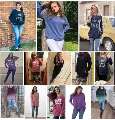 ONLYSHE Long Sleeve Tops for Women Tunic Shirts Crew Neck Thumb Hole Blouses Solid Color Tees Tops with Leggings,Green,X-Large