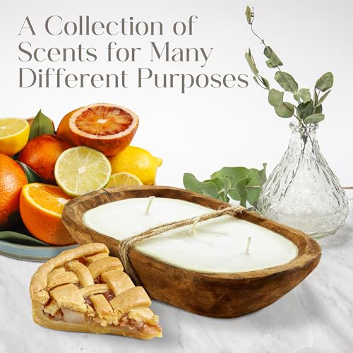 Dough Bowl Candle Co. Honeysuckle Jasmine Soy Candle - 6 Wick Rustic Farmhouse Coffee Table Decor, Odor Eliminator in Wooden Bowls, 32 Oz Wooden Dough Bowl Candle, All-Natural Gifts for Women or Men