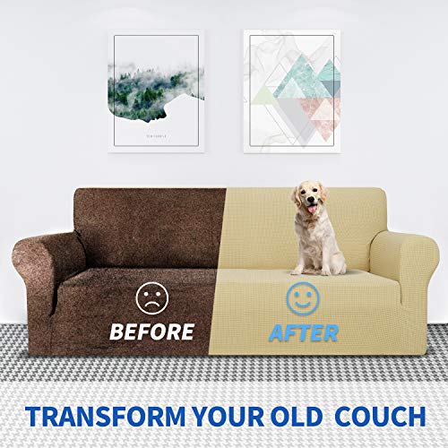 MAXIJIN Chair Covers for Living Room 1 Piece Stretch Sofa Chair Slipcovers with Arms (31"-46") Furniture Protector for Dog Pet Couch Armchair Cover (Chair, Diamond Pattern Light Gray)