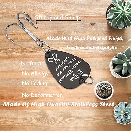 Gift for New Grandpa Funny Fishing Lure Hooks Grandpa's New Fishing Partner Coming Soon Stainless Steel Engraved Lures Pregnancy Announcement Gift for Fisherman Grandpa Christmas Birthday Anniversary