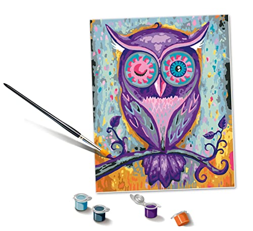 Ravensburger Dreamy Owl Paint by Numbers Kit for Children - Painting Arts and Crafts for Kids Age 12 Years Up, Purple