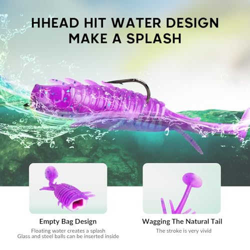 THKFISH Swimbait Fishing Lures,Soft Plastic Fishing Lures Pre-Rigged Jig Head Soft Lures 5 Piece Swimbaits Kit with Hook and Noise Attractor Beads,Great for Catches All Species