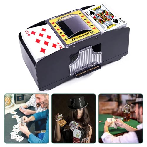 Rareidel Automatic Card Shuffler 2 Deck, Battery Operated Card Dealer Machine, Electric Casino Card Shuffler for UNO, Blackjack, Texas Hold'em, Home Card Games