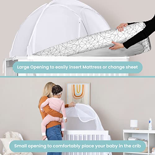Pro Baby Safety Pop Up Crib Tent, Fine Mesh Crib Netting Cover to Keep Baby from Climbing Out, Prevent Falls and Mosquito Bites, Safety Net Canopy - Sturdy & Stylish Infant Crib Topper